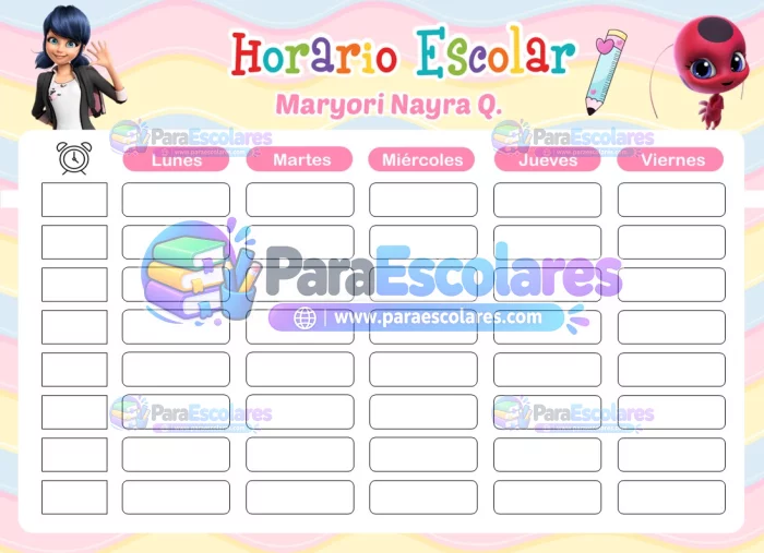 Lady bug rosado Horario Escolar